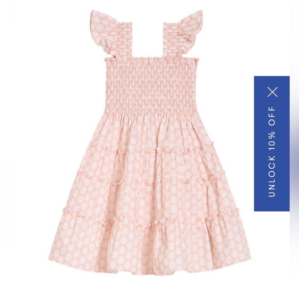 Hill House The Tiny Ellie Nap Baroque Shells Print Dress, Pale Coral